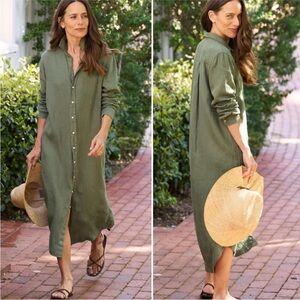 Frank & Eileen Forest Green Button-Up Maxi Dress